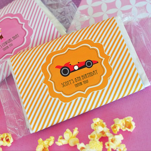 Personalized CAR Birthday Microwavable Popcorn Bags