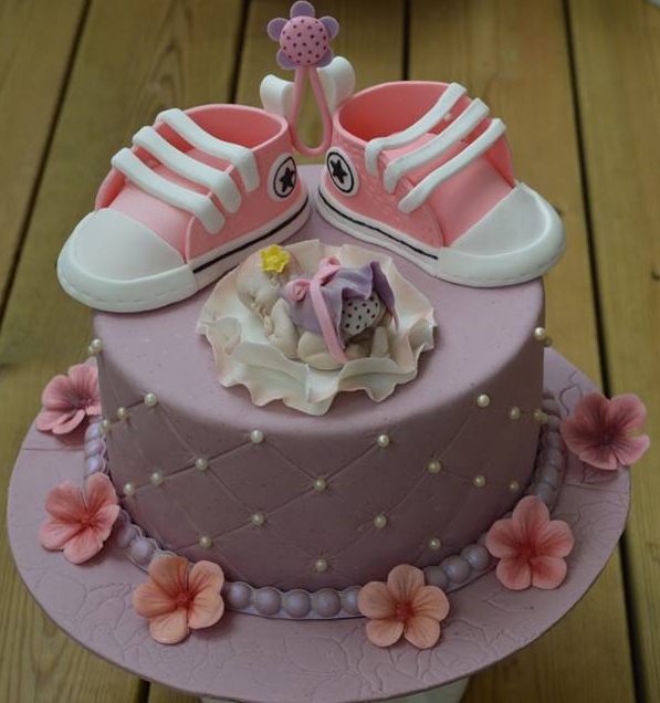 Converse Shoes Girl Baby Shower Cake - My Practical Baby Shower Guide