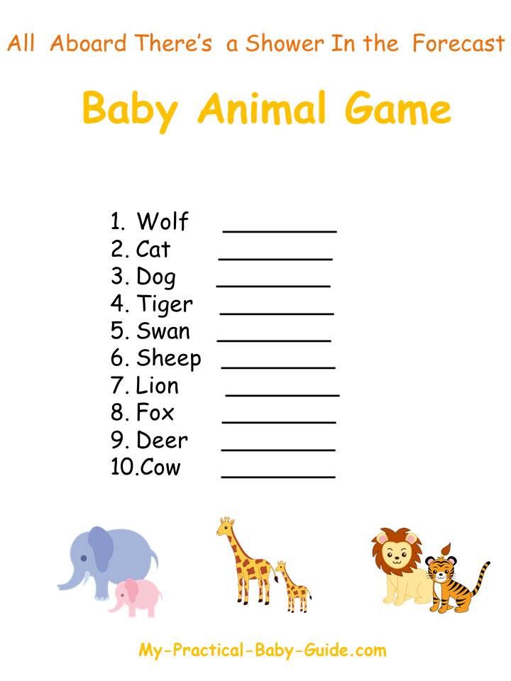 Free Printable Noah's Ark Baby Shower Animal Game