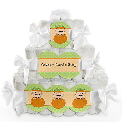 Pumpkin Patch Baby Shower Diaper Cake