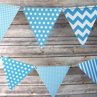 Blue Pattern Pennant Banner Nautical 1st Birthday Theme